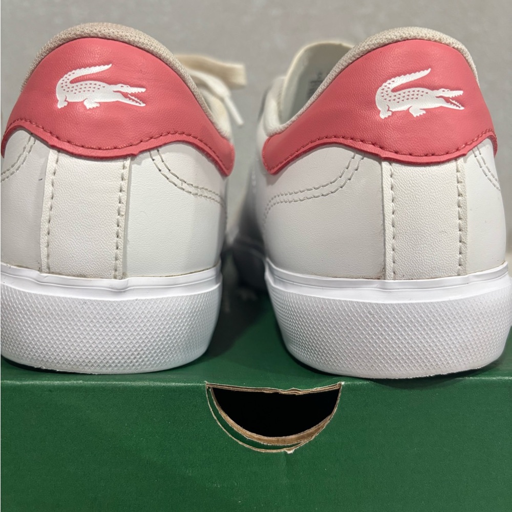 Lacoste White and Pink Sneakers with Streamlined Design